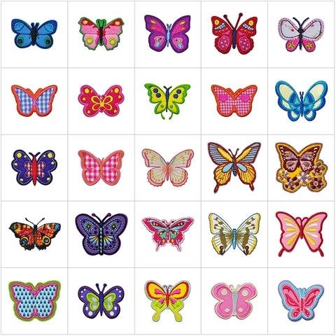 Butterfly Embroidery Patches Colorful Polyester Sew On Iron On Applique For Clothing DIY Decor
