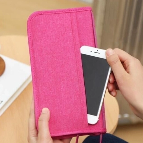 Multifunctional Travel Passport Organizer Document Bag Waterproof Nylon Card Holder Wallet With Phone Slot Key Hook