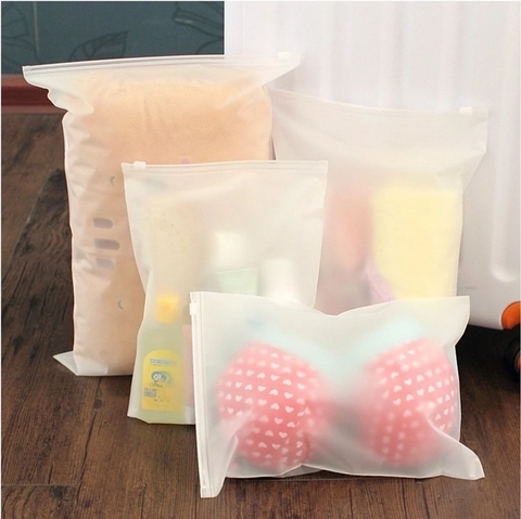 Travel Storage Bags Frosted Plastic Waterproof Resealable Organizer Slide Lock For Clothes Underwear