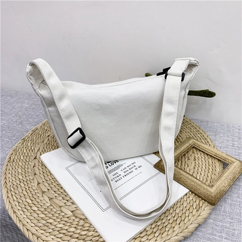 Borsa A Tracolla In Tela Donna Grande Capacità Mezzaluna Borsa A Spalla Streetwear Giapponese Casual Con Portachiavi Rana