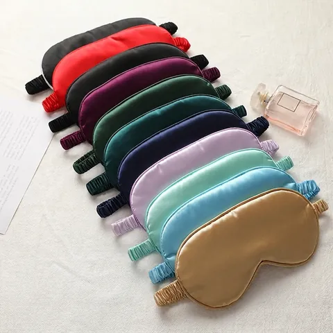 Simulated Satin Satin Sleep Eye Mask Double Sided Blackout Breathable Blindfold With Elastic Strap For Travel Nap Night