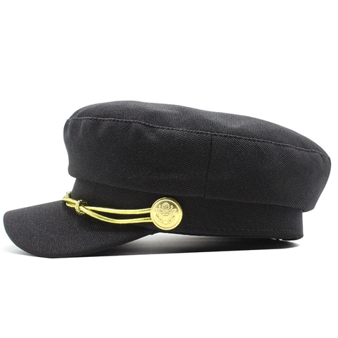 Retro Schirmmütze Für Damen Twill Stoff Baskenmütze Mit Goldseil Und Adlerknöpfen Vintage Marine Stil Accessoire