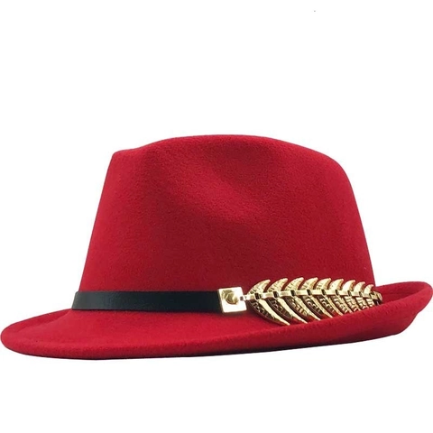 Cappello Fedora Di Lana Vintage Berretto Jazz Tesa Larga Stile Britannico Rétro Elegante Unisex Con Piuma Dorata E Cintura