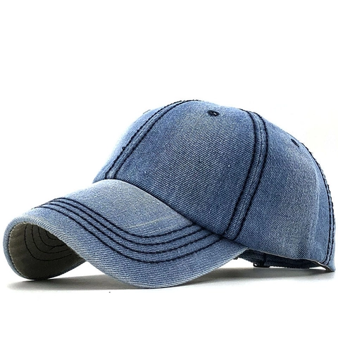Washed Denim Baseball Cap Retro Distressed Cotton Duck Tongue Hat Adjustable Simple Casual Sunshade Sport For Men Women