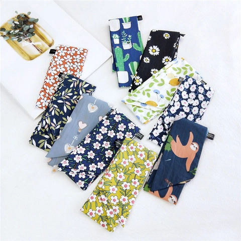 Foulard Donna Cotone Fascia Capelli Moda Lunga Stampa Fiori Animali Versatile Nastro Borsa Polso