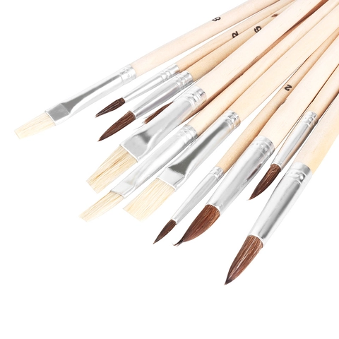 Pinceaux D'Artiste Avec Manche En Bois Nylon Poils De Cheval Pour Aquarelle Huile Peinture Acrylique Fournitures D'Art