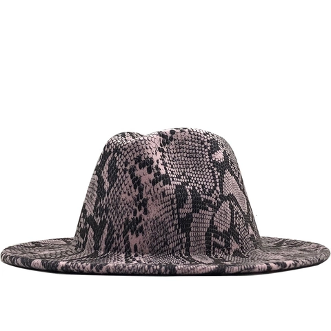 Cappello Fedora A Tesa Larga In Feltro Di Lana Stampa Serpente Retro Jazz Berretto Per Donne Uomini Moda Stile Western