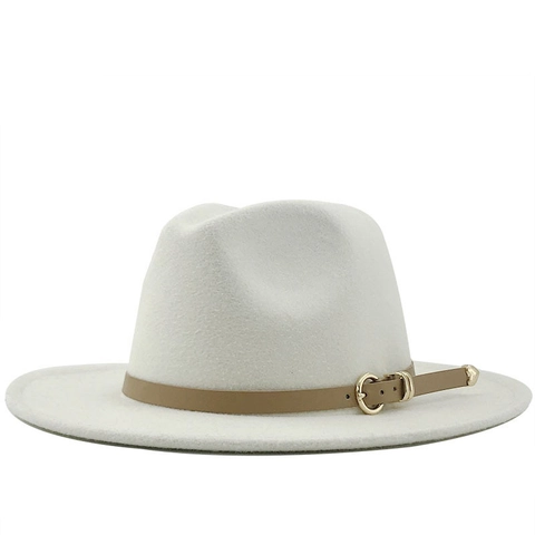 Cappello Fedora Retrò A Tesa Larga In Feltro Di Lana Con Cintura In Pelle Fibbia In Metallo Elegante Stile Jazz Britannico Unisex