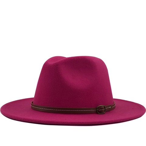 Fedora Hat Wool Felt Wide Flat Brim Vintage British Style With Belt Buckle For Men Women Unisex Accessory
