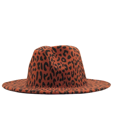 Cappello Fedora Con Stampa Leopardata Tesa Larga Cotone Poliestere Stile Jazz Vintage Per Uomini Donne Regolabile Traspirante Moda
