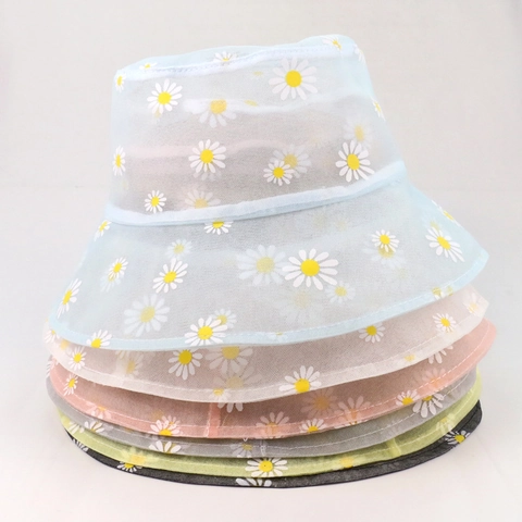 Cappello A Secchiello In Rete Con Stampa A Margherita Traspirante Trasparente Estate Protezione Solare Pescatore Leggero Copricapo Floreale