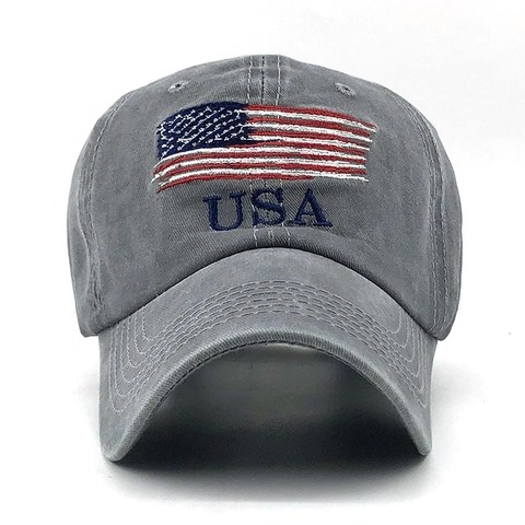 Cappellino Da Baseball In Cotone Lavato Ricamo Bandiera USA Vintage Stile Regolabile Cappello Sole Uomo Donna
