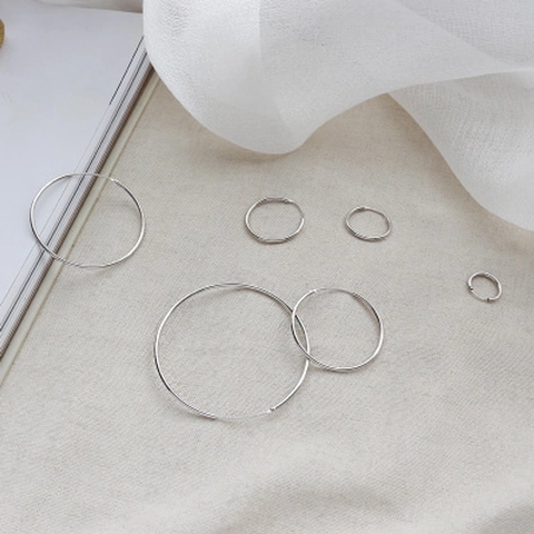 Orecchini a Cerchio in Argento Sterling S925 per Donna Orecchini Circolari Geometrici Minimalisti Placcati in Oro Bianco Gioielli Moda Regalo