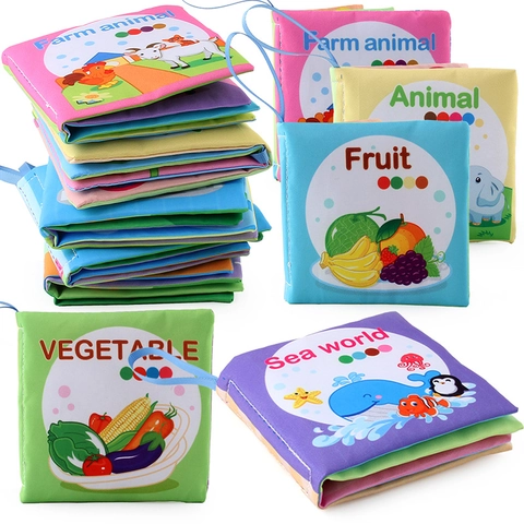 Baby Cloth Books Soft Activity Fabric Books With Crinkle Paper Washable Early Learning Visual Sensory Toy For Infants Toddlers