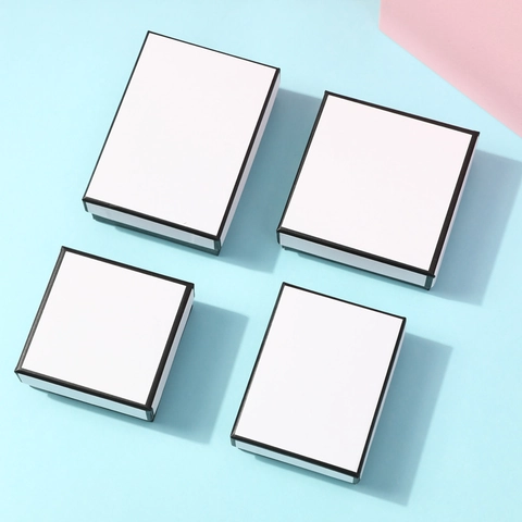 Jewelry Case Cardboard Paperboard With Sponge Minimalist White Black Edge Necklaces Earrings Bracelet Rings Packaging Gift