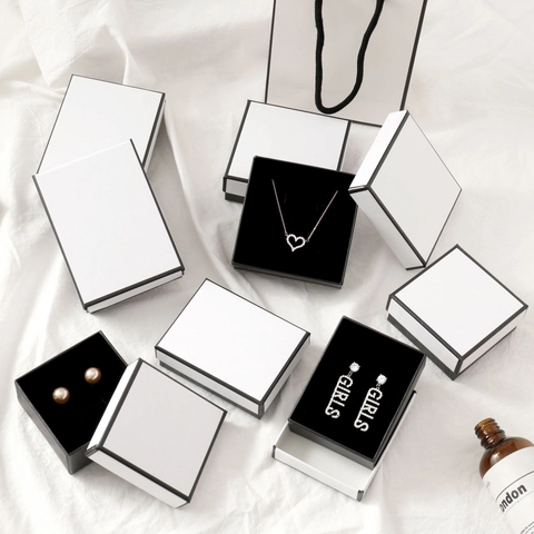 Schmuckkästchen Papier Karton Geschenkverpackung Mit Schwammeinsatz Für Ohrringe Halsketten Ringe Marmor Schleife Stil Elegant