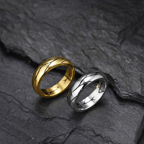 Minimalist Twig Pattern Band Ring Stainless Steel Branch Vein High Polished Harajuku Style For Men Women