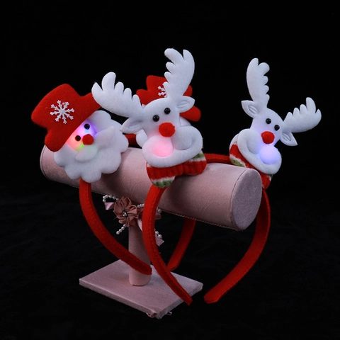 Diademas Navideñas Luminosas LED Papá Noel Reno Muñeco De Nieve Oso Accesorios Para Disfraces Decoración De Fiestas
