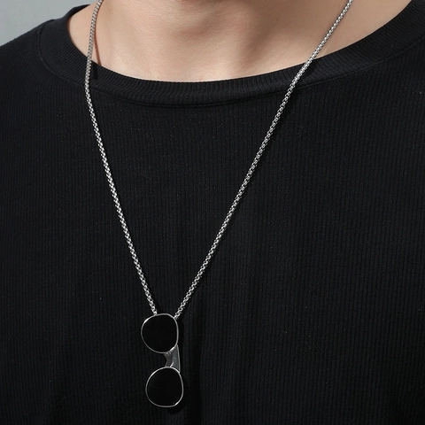 Zonnebril Hanger Ketting Roestvrij Staal Box Ketting Hip Hop Punk Minimalistische Sieraden Unisex