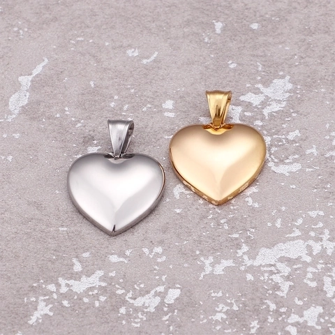 Colgante De Corazón Minimalista De Acero Inoxidable Pulido Espejo Amuleto De Joyería Para Mujeres Hombres Accesorio