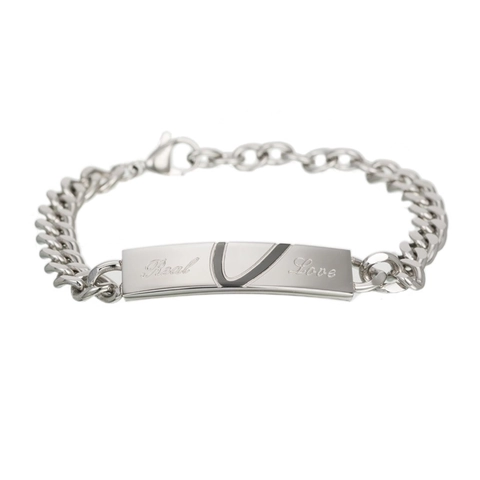 Real Love Gravierte Passende Pärchen-Armbänder 316L Edelstahl Herz Puzzle Panzerkette Schmuck Für Verliebte