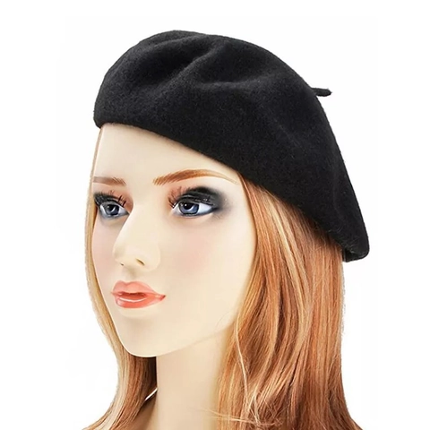 Women French Beret Hat Solid Color Wool Blend Vintage Painter Cap Winter Warm Elegant Accessory