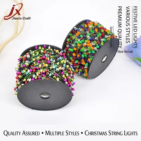 Christmas Mini Bulb Shaped Decorative Bead Chain Multi Color Plastic Electroplated For DIY Garland Xmas Tree Ornaments