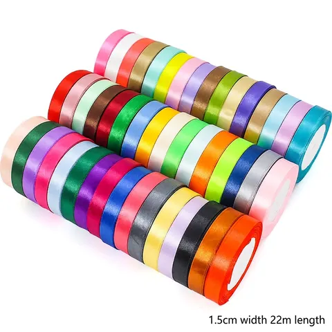 Satin Ribbon Roll Smooth Polyester Decorative Trim For Gift Wrapping Wedding Party DIY Crafts Cake Box Bouquet Supplies