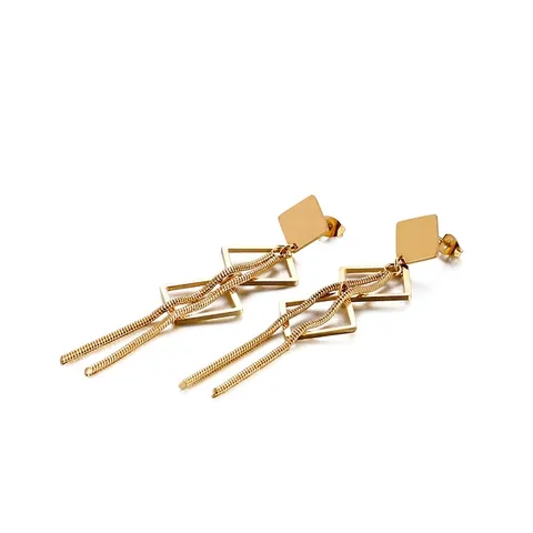 Geometrische Vierkante Ruit Lange Kwastje Druppeloorbellen Voor Vrouwen Minimalistische Roestvrijstalen Mode Elegante Sieraden