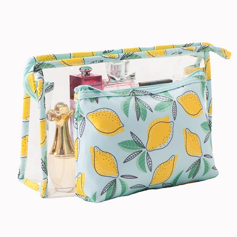 Tragbare Kosmetiktasche Aus Klarem PVC Und Stoff Mit Cartoon Muster Wasserdicht Für Die Reiseaufbewahrung Von Damen