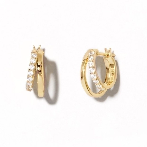 Geometrische Doppelcreolen Kupfer Zirkonia Einlage Minimalistische Mode Mit 925 Sterling Silber Ohrstecker Für Damen