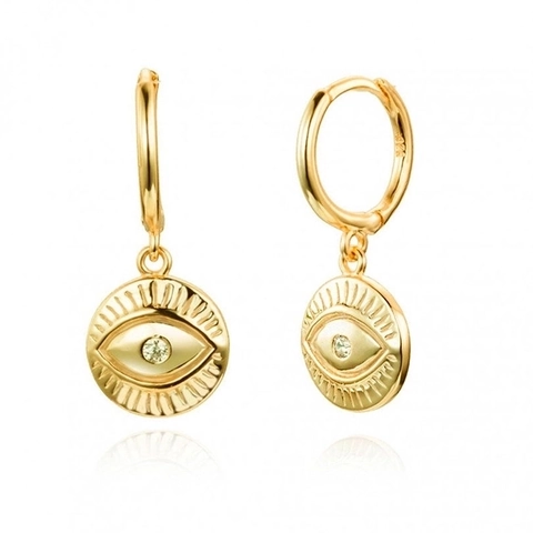 Orecchini a Cerchio Totem Malocchio in Rame Retro Con Perno in Argento Sterling 925 Zirconia Oro Argento Donna Gioielli