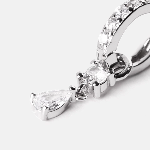Pendientes Huggie de Gota de Agua de Circonia para Mujer Lujo Poste de Plata de Ley 925 Joyería de Cobre Chapado en Oro Regalo