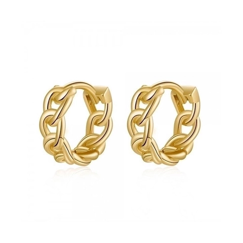 Cuban Chain Hoop Earrings With 925 Sterling Silver Earring Post Copper Twisted Hollow INS Style Jewelry For Women