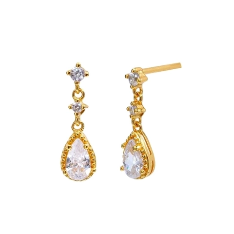 Elegante Kupfer Zirkonia Wassertropfen Ohrhänger Mit 925 Sterlingsilber Ohrstecker-Stift Für Damen Vintage Westlicher Schmuck