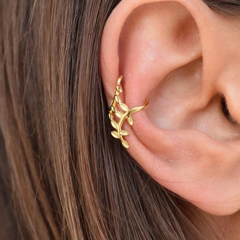 Μοντέρνα Σκουλαρίκια Clip On Ear Cuff με Φύλλα για Γυναίκες 18K Επιχρυσωμένα Ασημένια Χάλκινα Χωρίς Τρύπα Μινιμαλιστικά Κοσμήματα