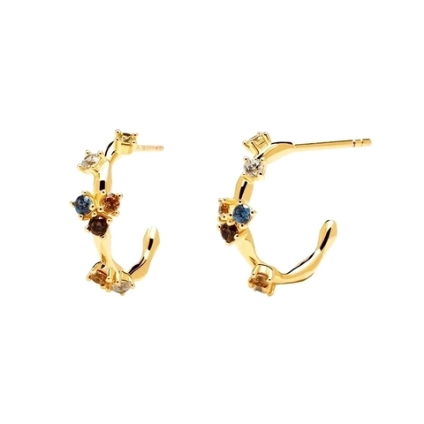 Orecchini A Cerchio A Forma Di C Ramo Irregolare Con 925 Sterling Silver Earring Post Rame Zircone Colorato Per Donna
