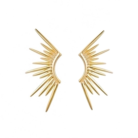 Geometric Sun Burst Stud Earrings Copper Plated 18K Gold With 925 Sterling Silver Earring Post Minimalist For Women