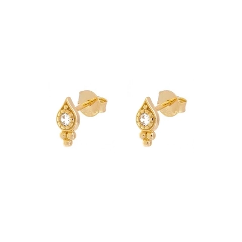 Teardrop Stud Earrings Zircon Geometric Copper Jewelry With 925 Sterling Silver Earring Post