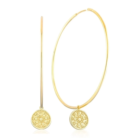 925 Sterling Silver Post Hammered Round Pendant Hoop Earrings For Women Minimalist Large Geometric Gold Silver Plated Jewelry