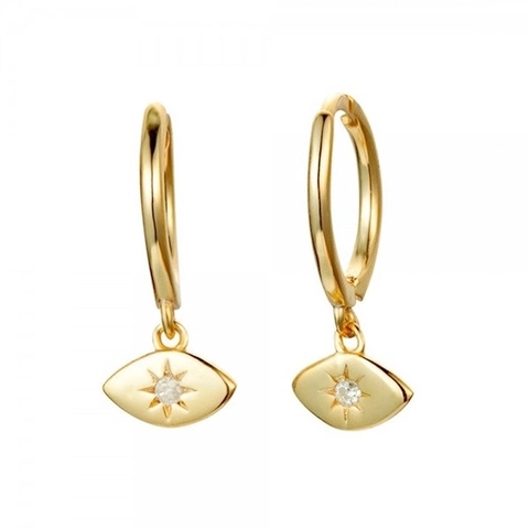 Orecchini a Cerchio Malocchio con Perno in Argento Sterling 925 Rame Zirconia Girasole Pendenti per Gioielli Moda Donna