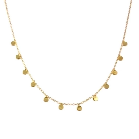 Sequin Disc Necklace With 925 Sterling Silver Chain And Copper Charms Minimalist Geometric Jewelry For Women