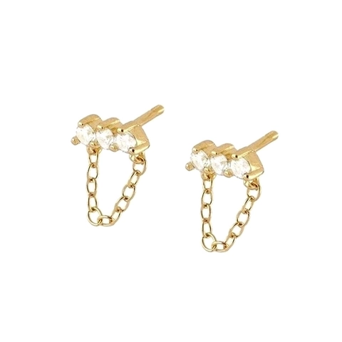 Orecchini Pendenti Catena Zircone Con Perno In Argento Sterling 925 Rame Gioielli Minimalisti Eleganti Donna