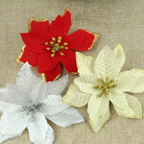 Künstliche Weihnachtssterne Mit Glitzerrand Hohlstoff Für Weihnachtsbaum Kranz DIY Feiertagsdekoration