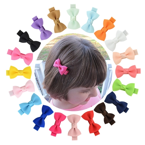Handmade Grosgrain Ribbon Bow Hair Clips Colorful Solid Barrettes Toddler Infant Girls Styling Accessories Alligator Grips