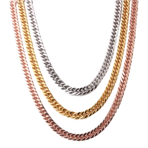 Edelstahl Panzerkette Halskette Für Herren Damen Gold Silber Roségold Galvanisiert Hip Hop Mode Schmuck Gliederkette