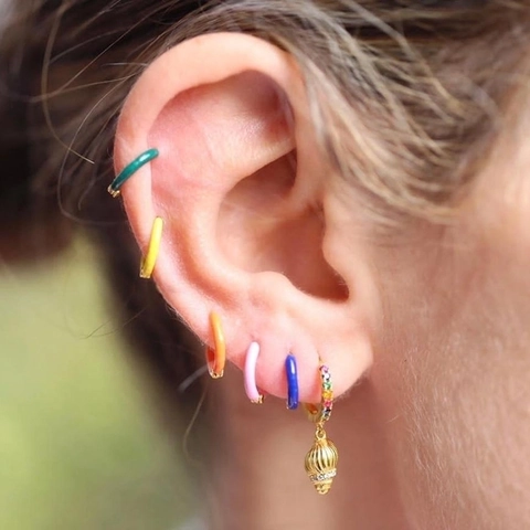 Enamel Hoop Earrings With 925 Sterling Silver Earring Post Colorful Round Drip Oil Copper Jewelry For Women