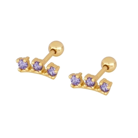 925 Sterling Silber Lila Zirkon Ohrstecker Mit Schraubverschluss Für Knorpel Schlafen Mode Damen Schmuck