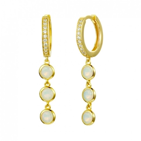 Elegante Kupfer Opal Anhänger Creolen Für Damen Mit 925 Sterlingsilber Ohrstecker-Stift Einfache Strass Geometrische Ohrringe