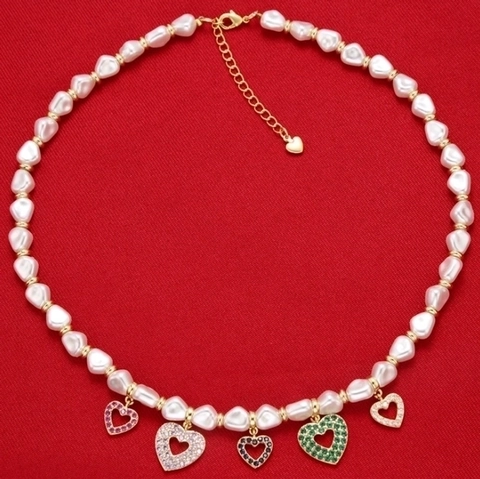 Mode Kupfer Zirkonia Künstliche Perle Herz Anhänger Halskette Bunte Emaille Elefant Choker Halskette Für Damen Schmuck Geschenk